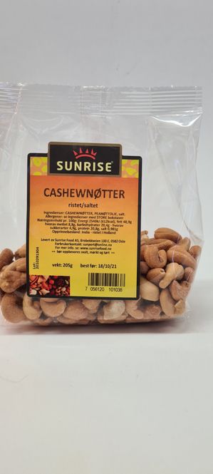 Hovedbilde Sunrise Cashewnøtter Ristet/Saltet 180g.