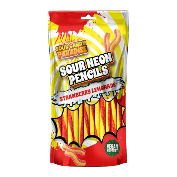 Candy Paradise Sour Neon Pencils Strawberry Lemonade 130g. Halal/ Vegan