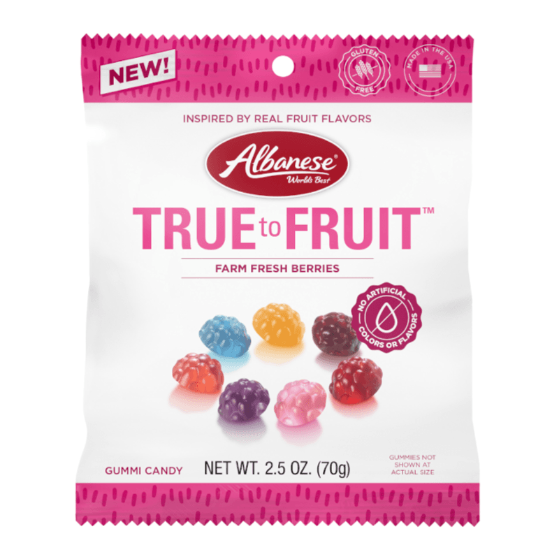 Albanese True to Fruit Farm Fresh Berries Gummi Candy Peg Bag (70g).
