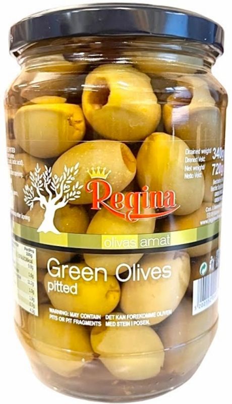 REGINA GRØNNE OLIVEN U/ STEIN 720g.