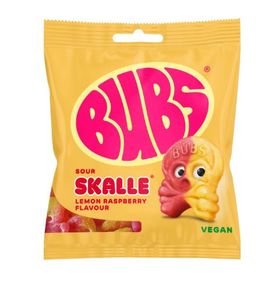 Hovedbilde BUBS Skalle Lemon Raspberry 155g.