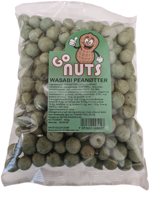 Hovedbilde  GO NUTS WASABI PEANØTTER 400g.