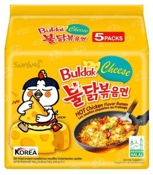 Samyang Hot Chicken Ramen Cheese 5x140g.(( Dato Varer))