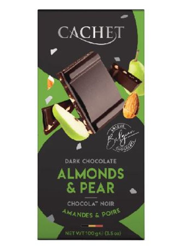 Cachet Almonds&Pear Dark Chocolate 100g.